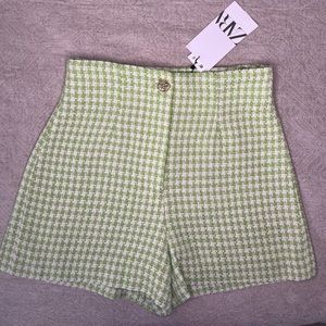 Zara high waisted tweed houndstooth short